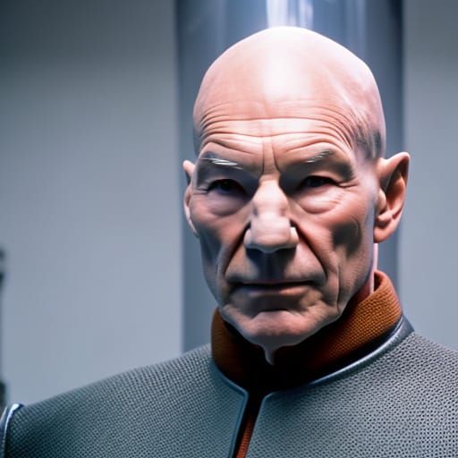 Patrick Stewart as Borg: Hyperrealistic DSLR Photography