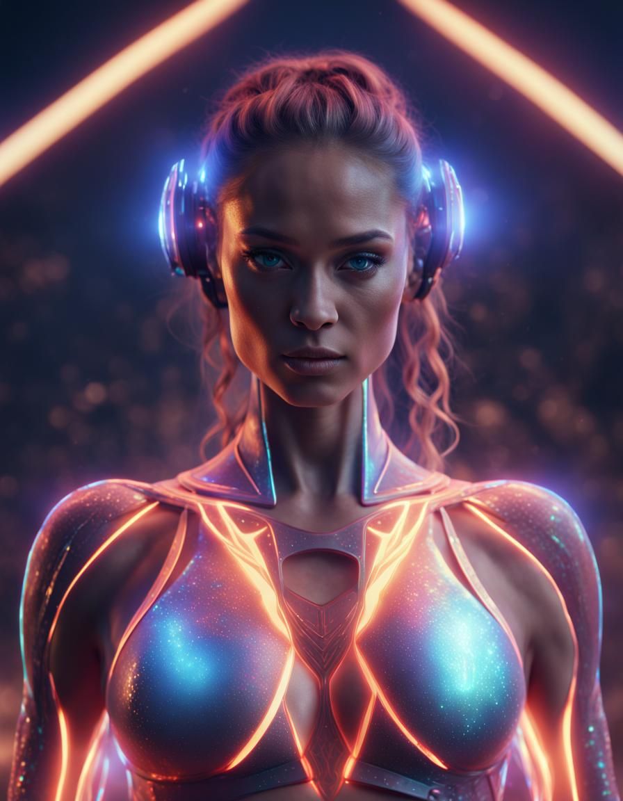Holographic AI Woman: Fantasy Concept Art