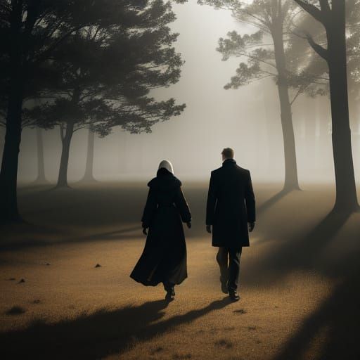 Person Walks Away in Golden Light