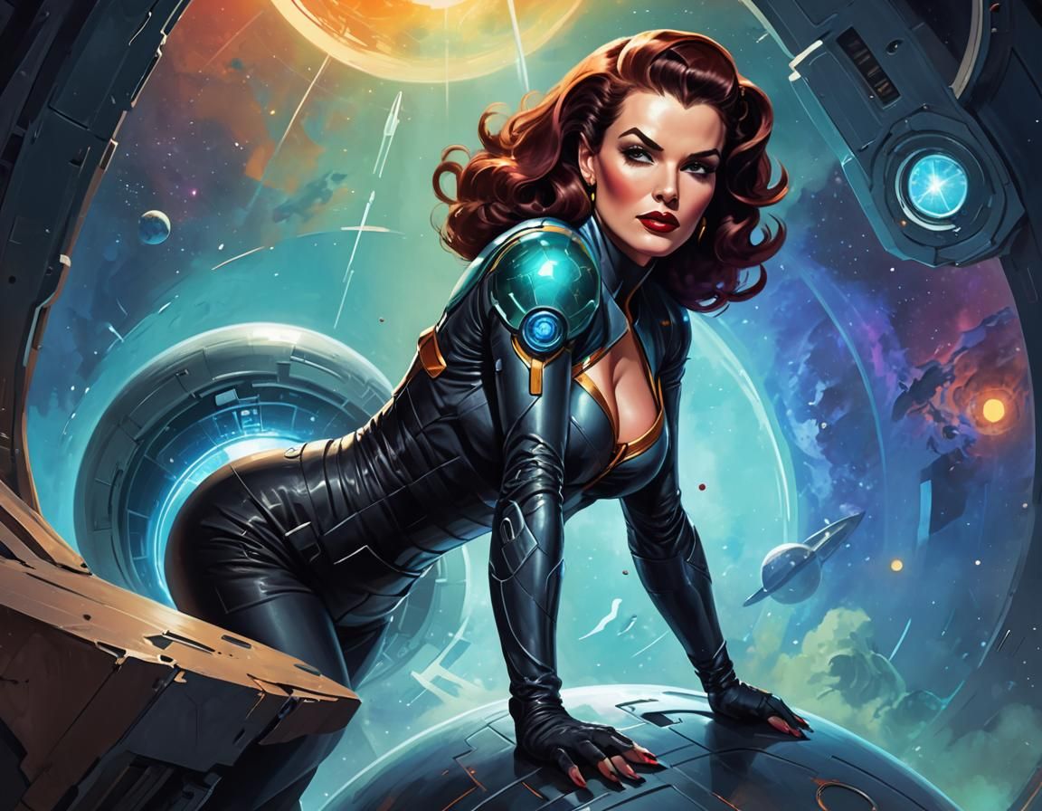 Sci-Fi Pinup Woman on Alien Planet