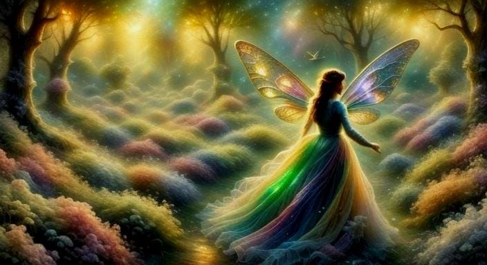 Ethereal Fairy in Scintillating 3D Garden
