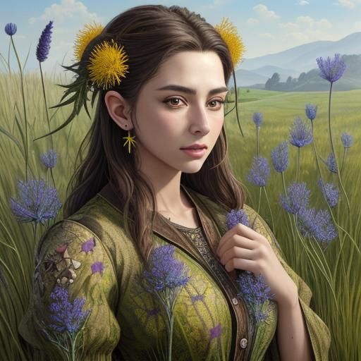 Hyperrealistic Wildflower Meadow in Watercolor Style