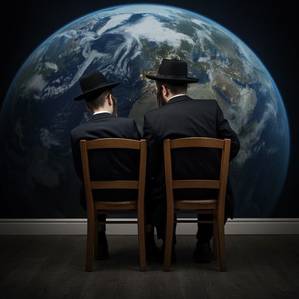 Orthodox Jewish Man Contemplates Earth, Photorealistic Style