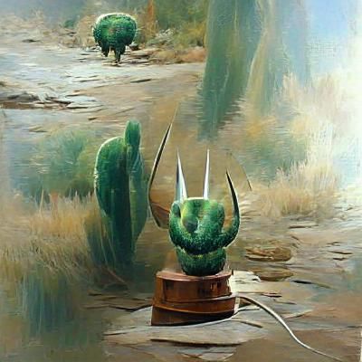 Horned Cactus Oil Painting by James Gurney