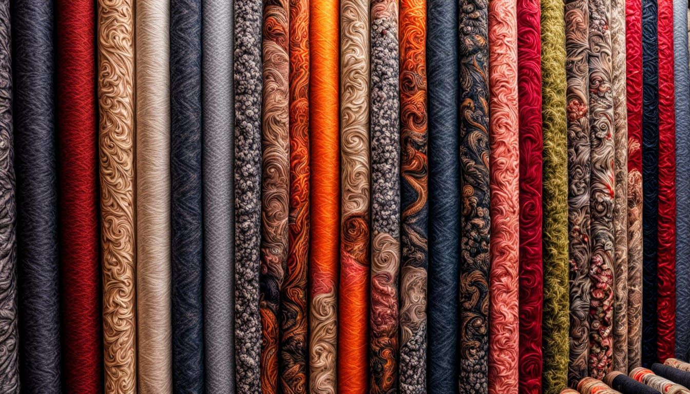 Hyper Realistic Wall Of Fabric Rolls In Shop
