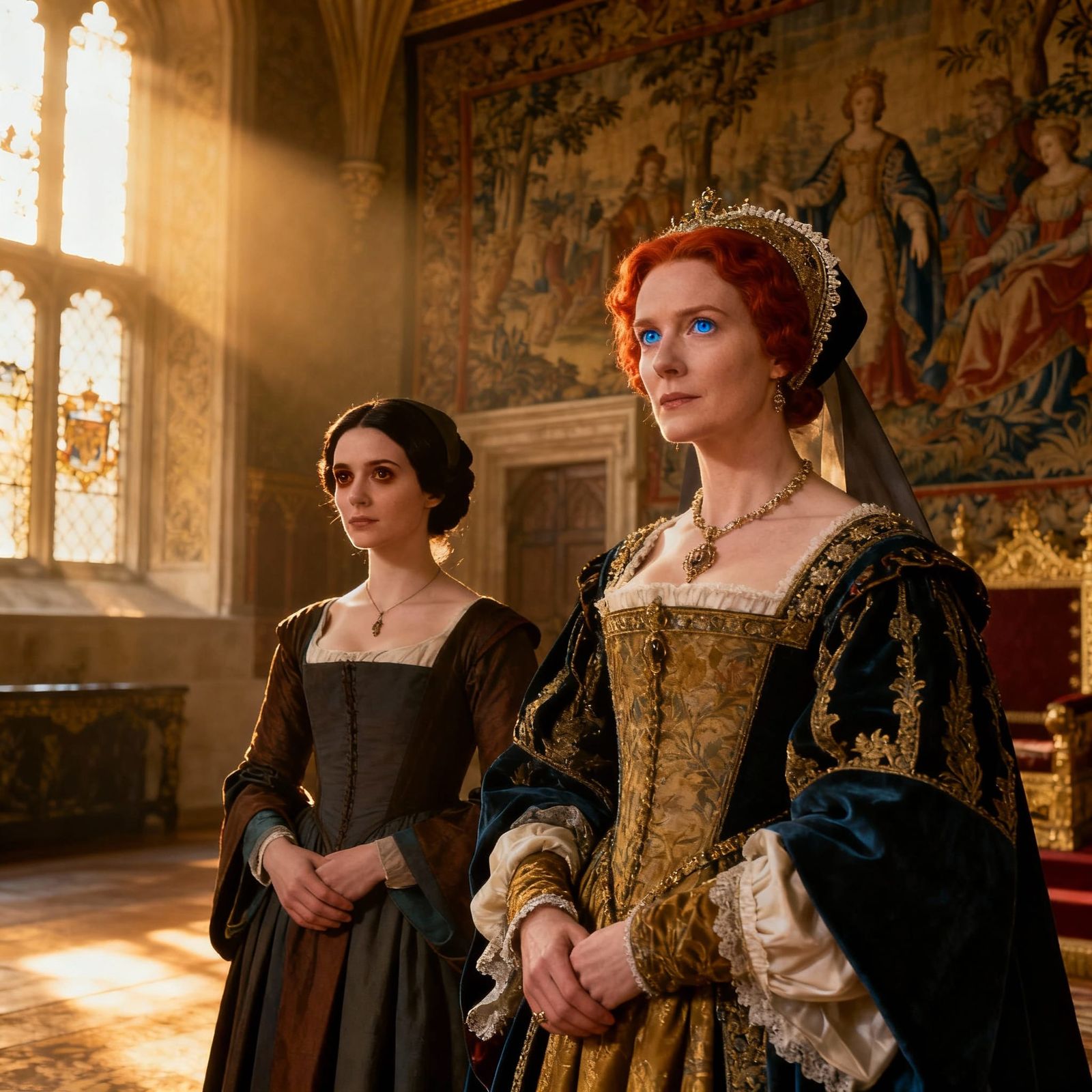 Anne Boleyn and Queen Catherine in Royal Chamber
