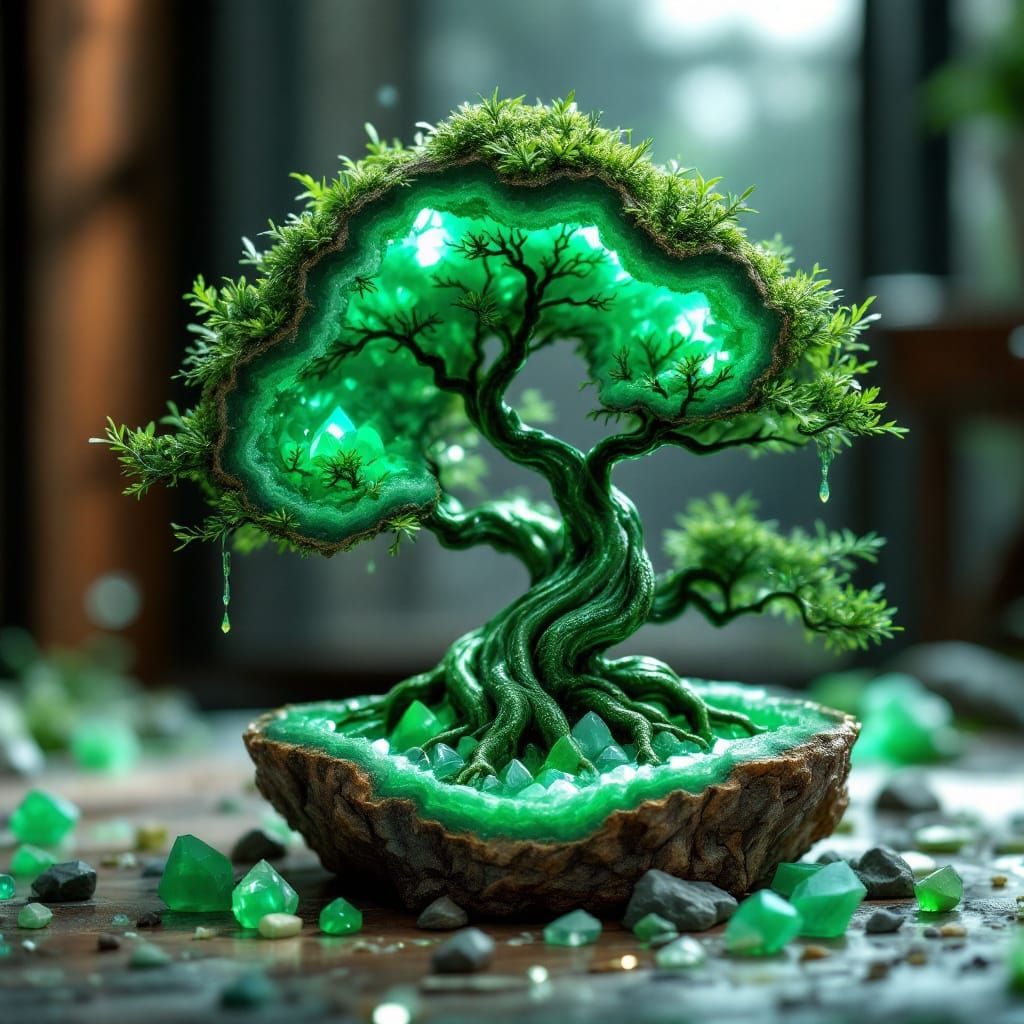 Surreal Jade Bonsai Tree Geode