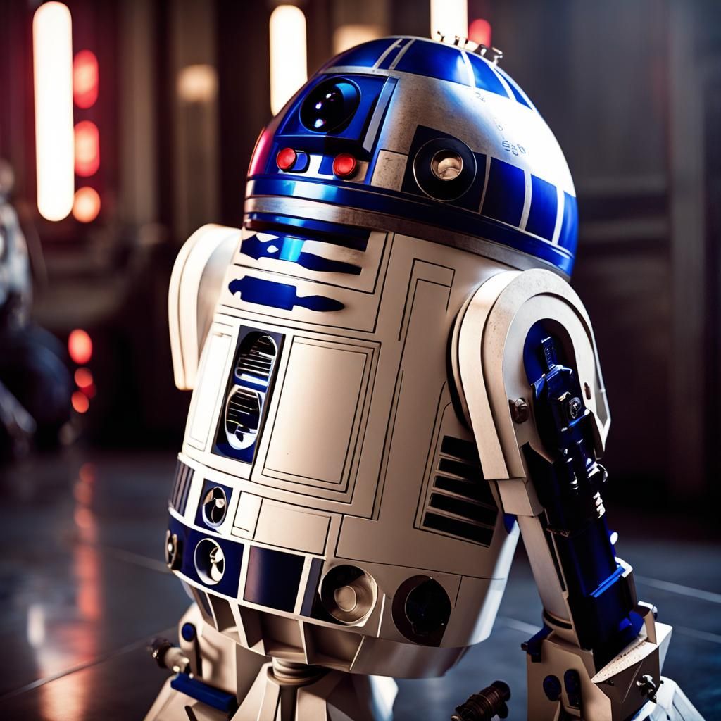 Realistic R2D2 Cinematic Still in Technicolor