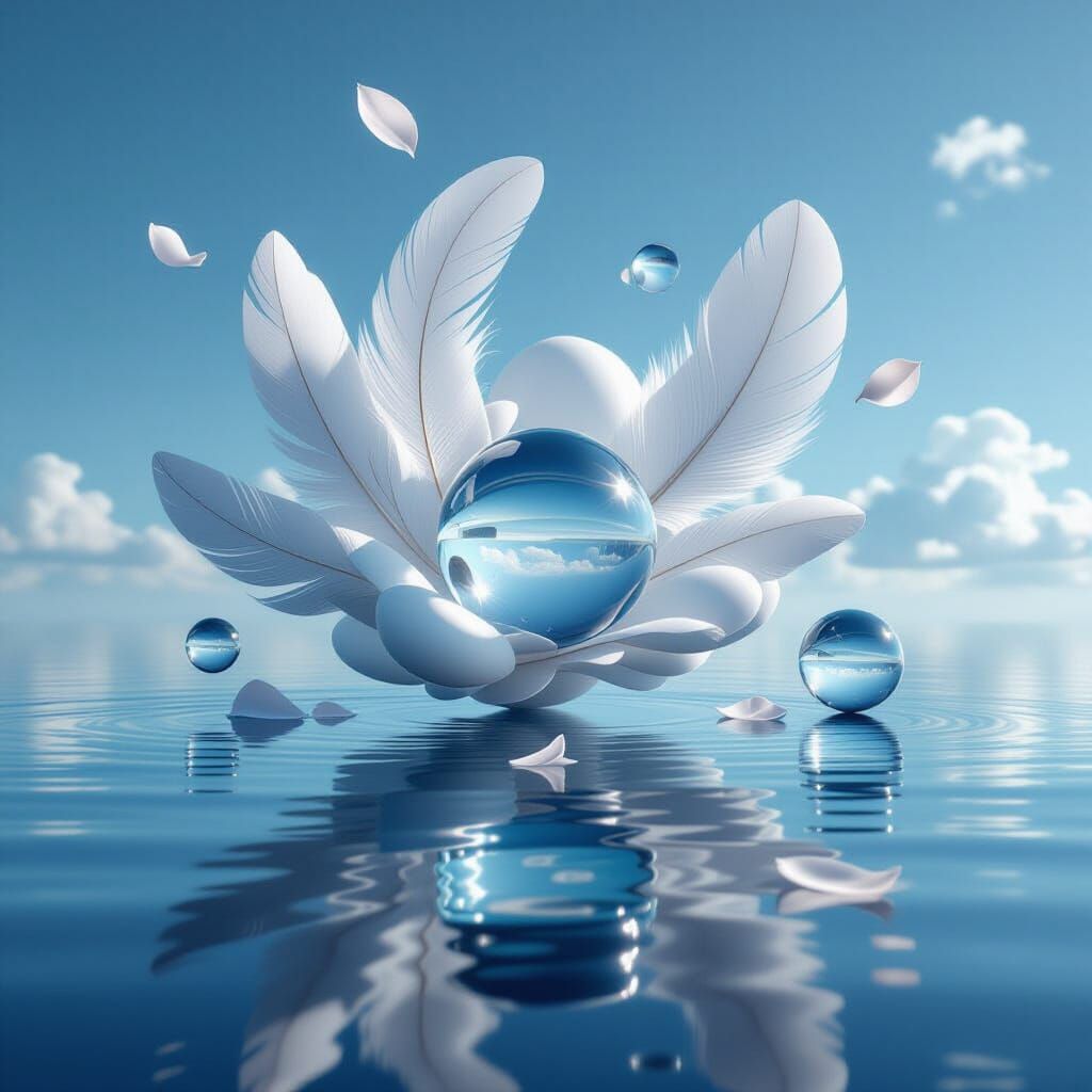 Elegant Surreal Composition of Floating White Objects