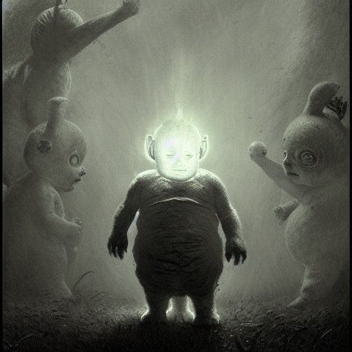 Horrific Teletubbies in Gustave Doré Style