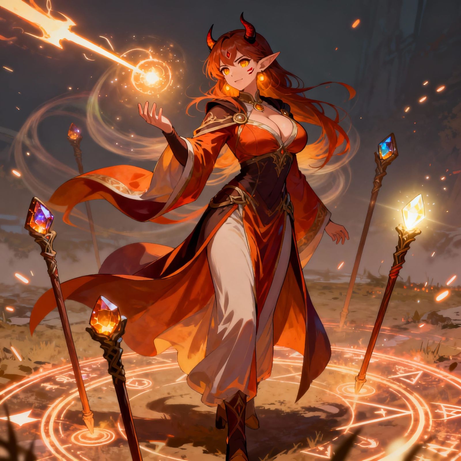 Anime Half-Demon Sage Eryndor Casting Healing Spell