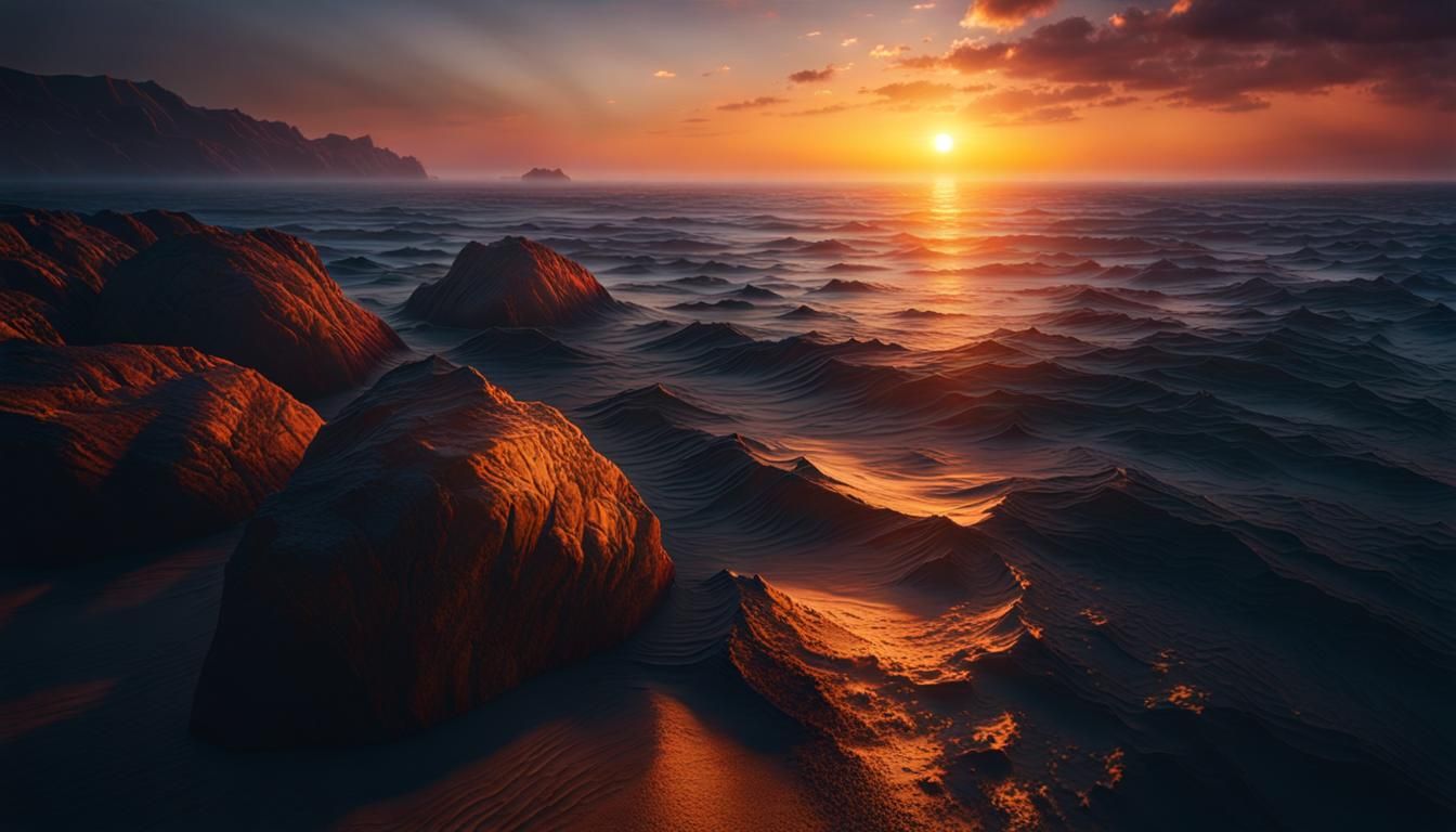 Seascape Sunrise: Photorealistic Cinematic Masterpiece