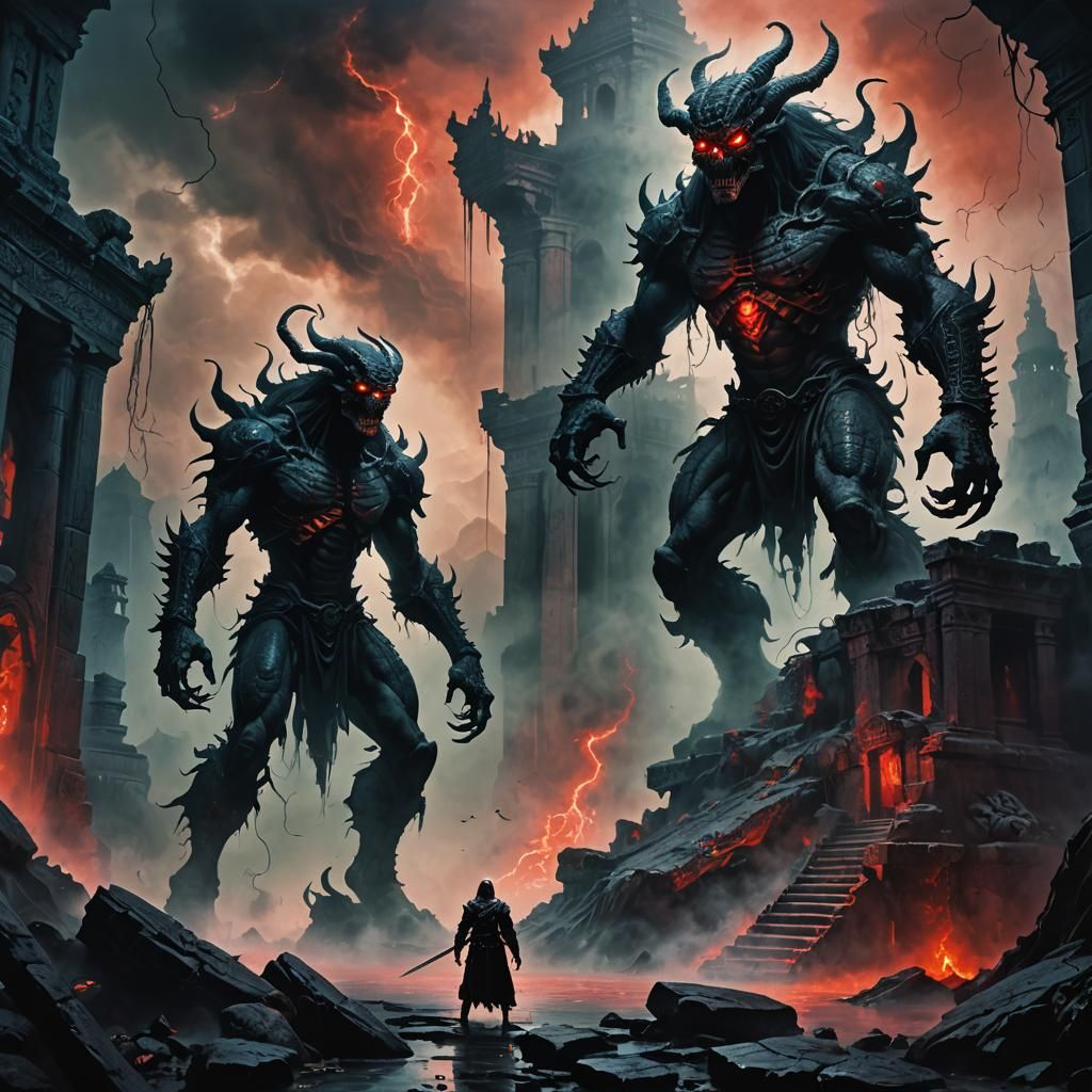 Cursed Death Hydras in Mystical Temple