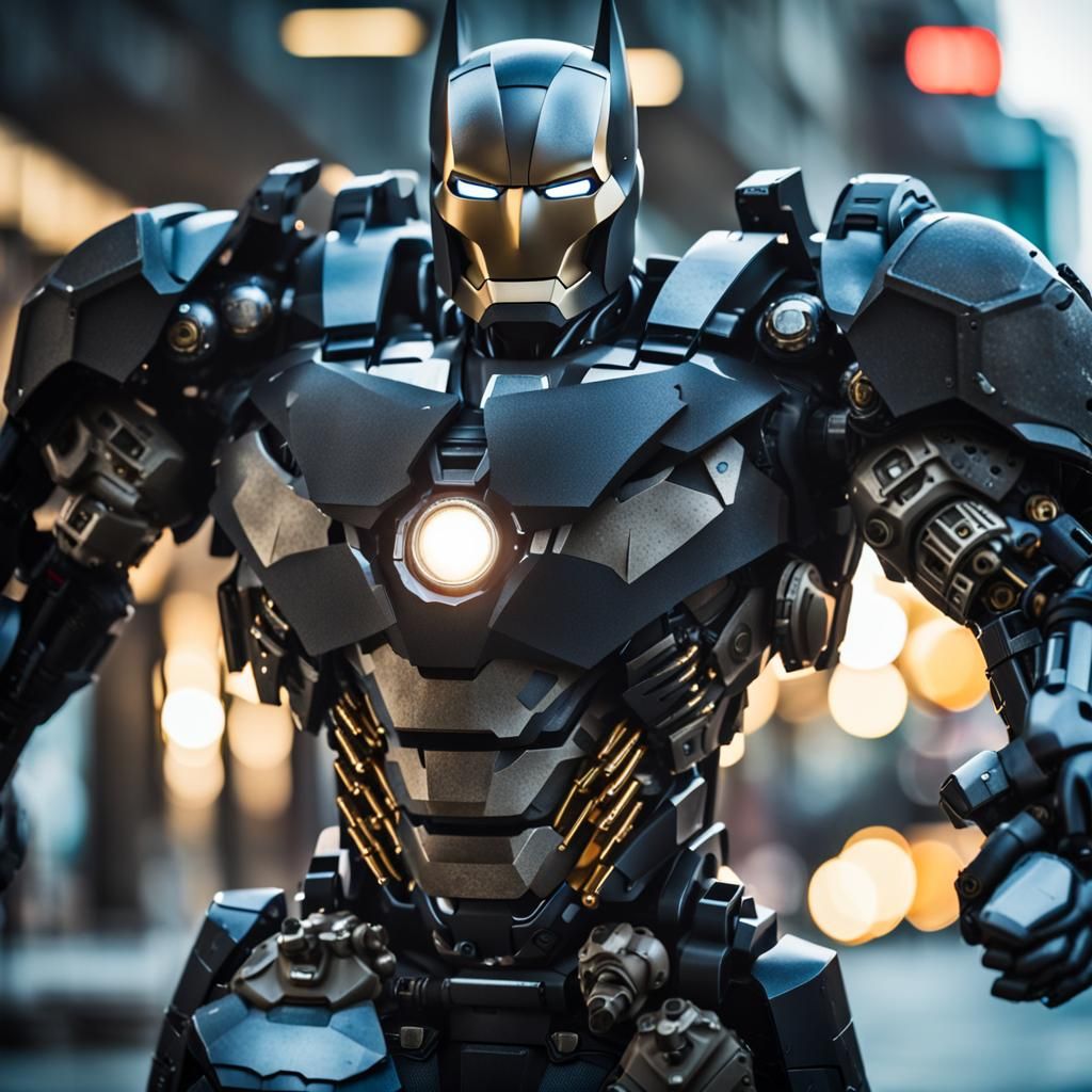 Futuristic Robotic Batman Iron Man Armor in Sharp Focus