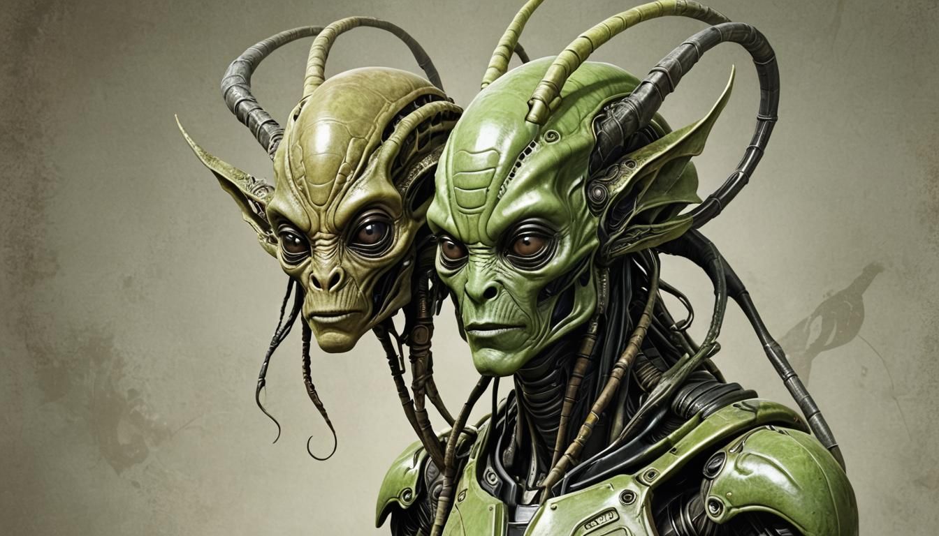 Alien-Humanoid Hybrid Portrait in 3D