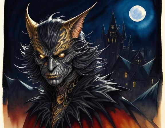 Surreal Creature of the Night in Watercolour