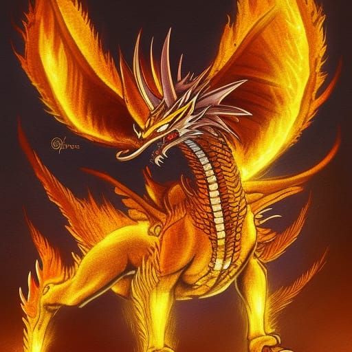 Majestic Fire Dragon in Vivid Colors