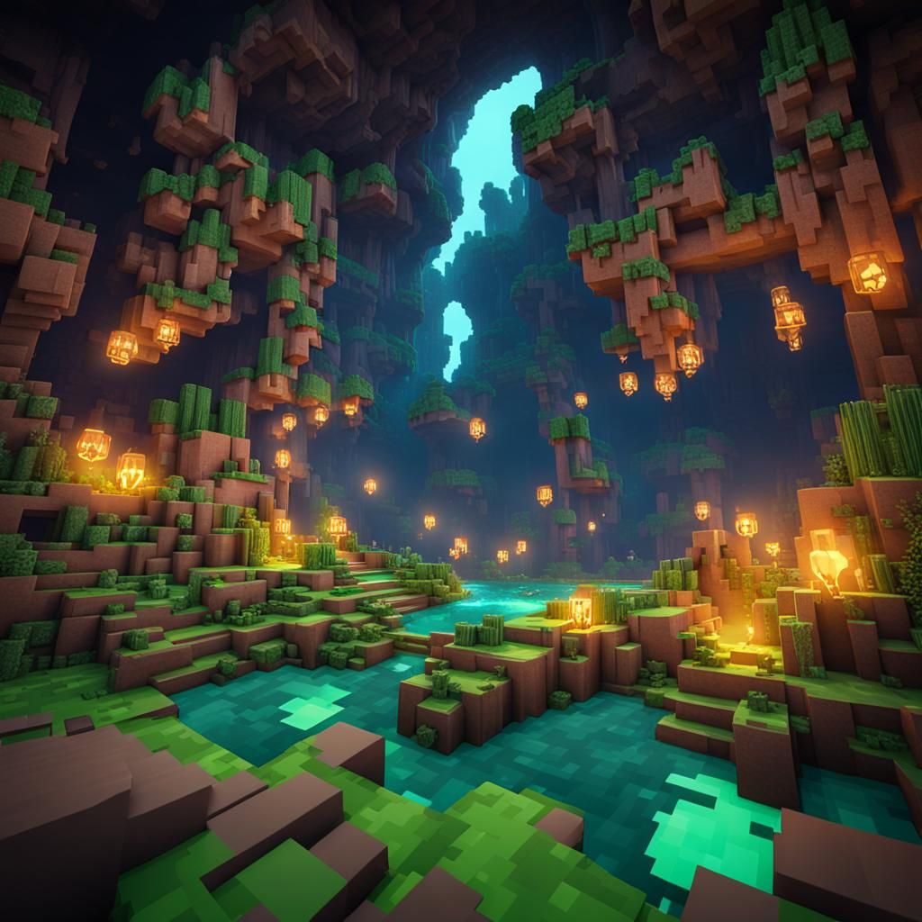 Minecraft Lush Caves Detailed Matte Painting