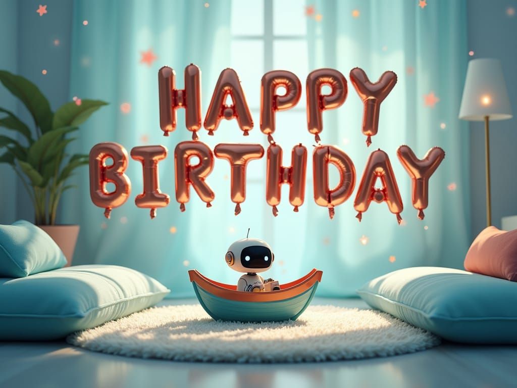 Whimsical 18th Birthday Scene in Dreamy, Atmospheric Style