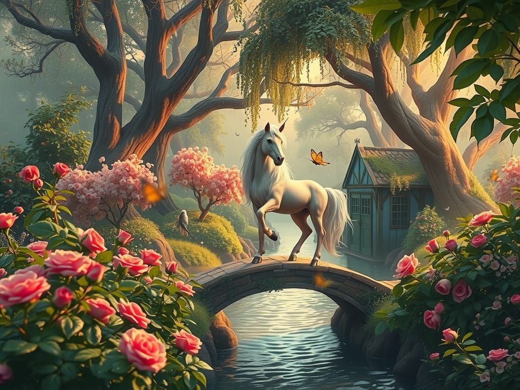 Whimsical Garden Scene in Fairycore Style