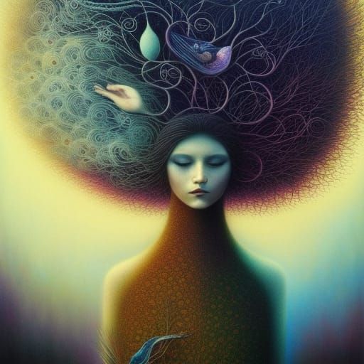 Mycelium Network in Warped Perspective, Detailed Rendering