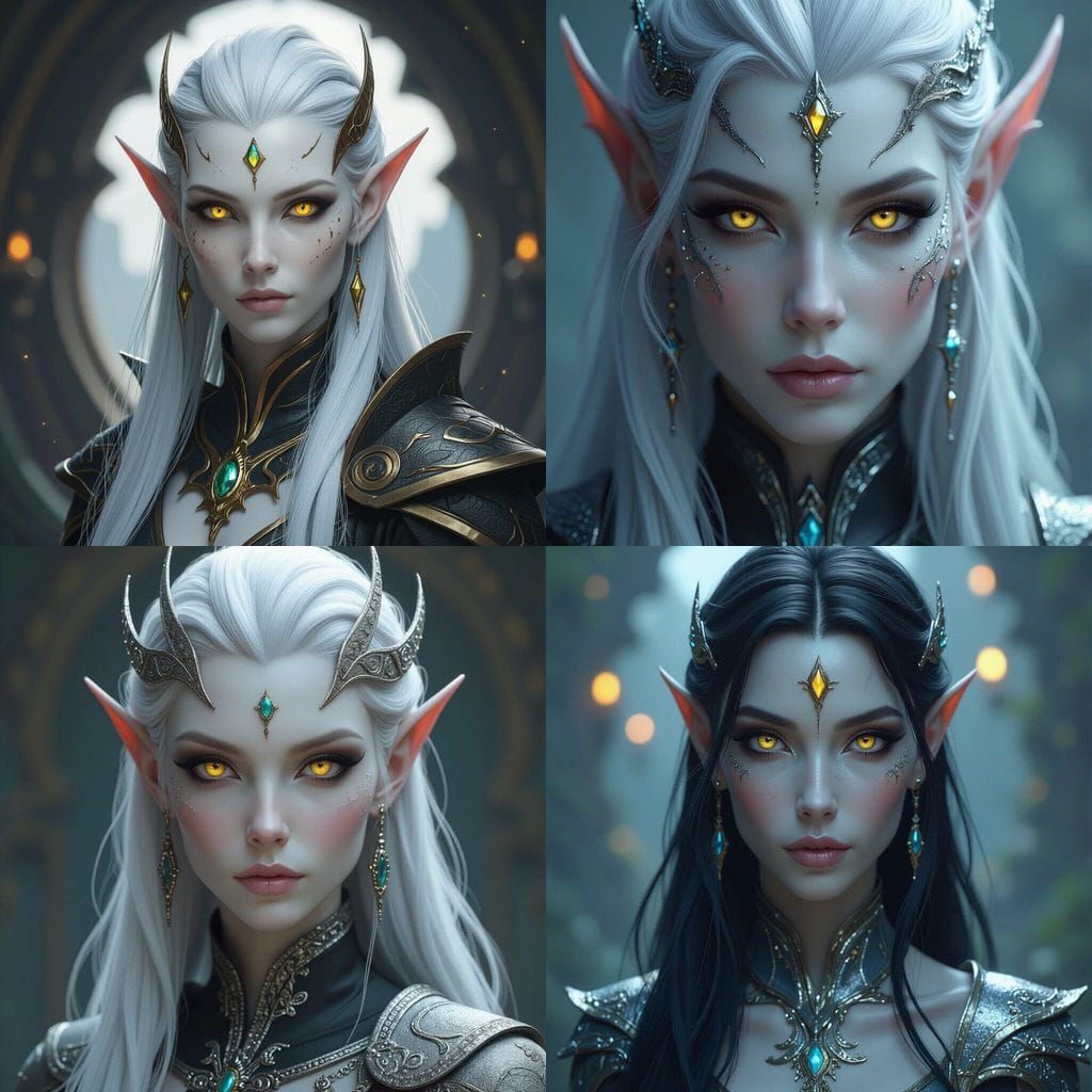 Fantasy Race Portrait: Silver Skin, Yellow Eyes