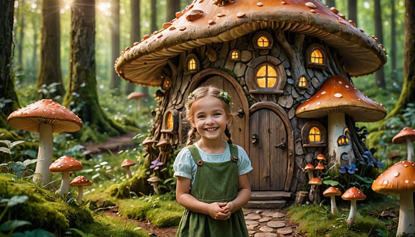 Enchanting Fairy Mushroom House in Forest Photograph