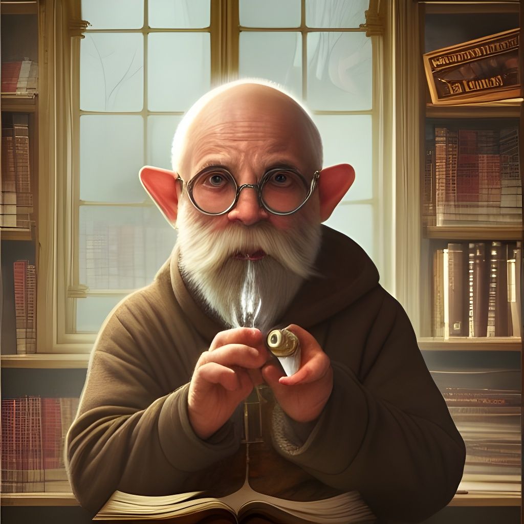 Gnome Wizard Portrait in Hyperdetailed Style