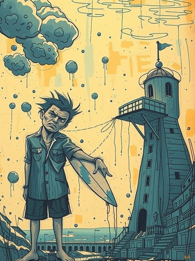 Surrealist Surf Culture in a Whirlwind of Expressionist Line...