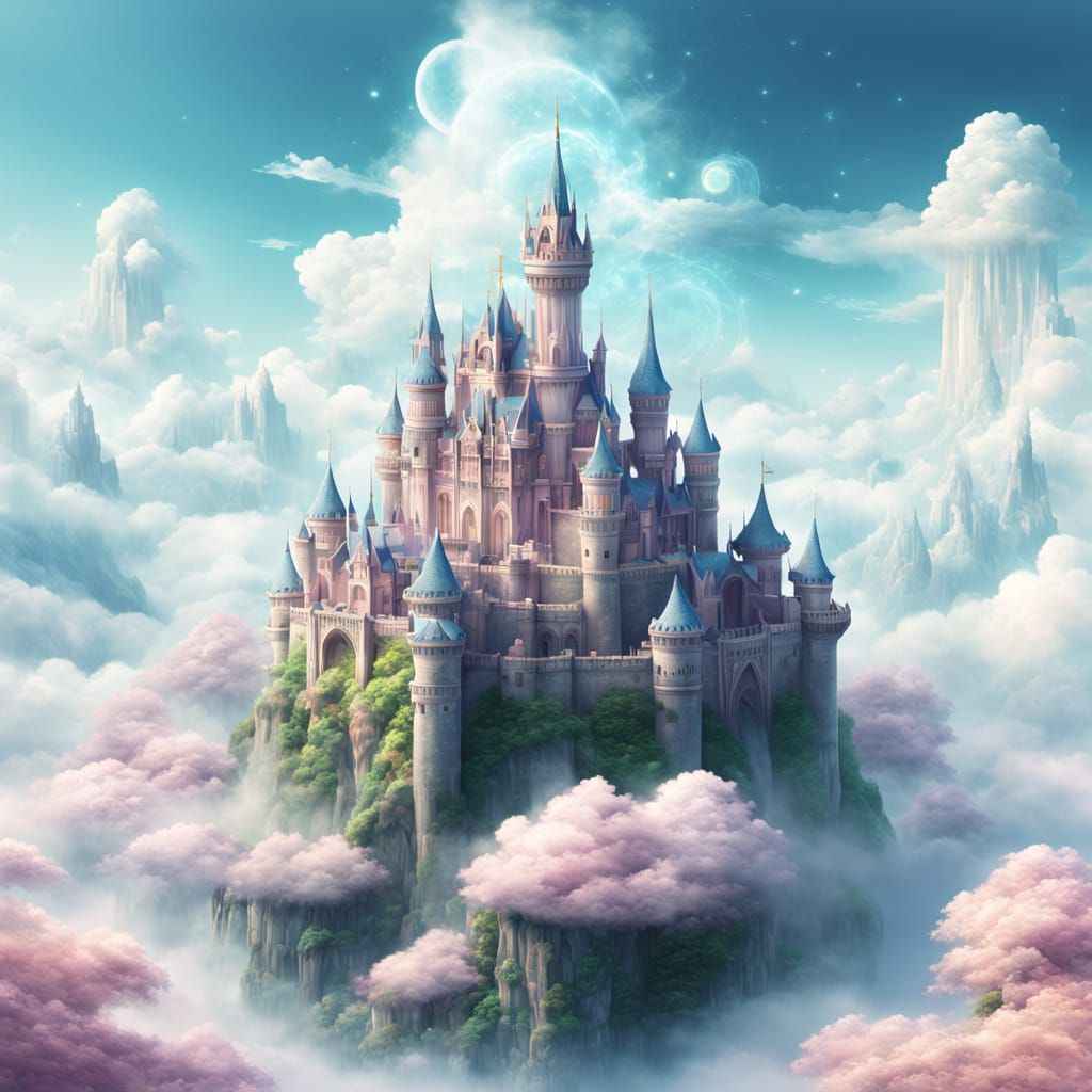 Floating Castle in Ethereal Sky Kingdom
