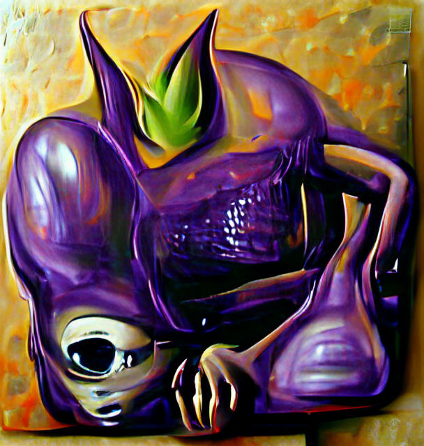Purple Alien in Oil Painting Style