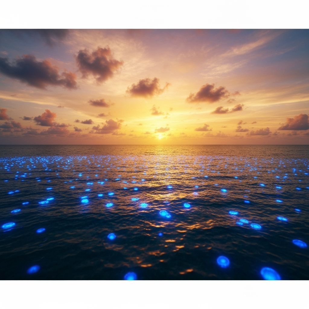 Bioluminescent Maldives Sea of Stars at Sunset