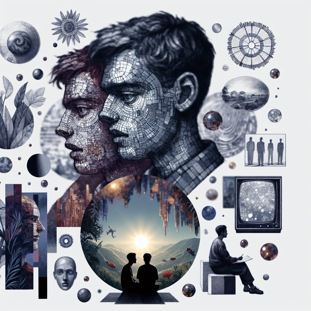 Abstract Lovers in Melancholy Landscape