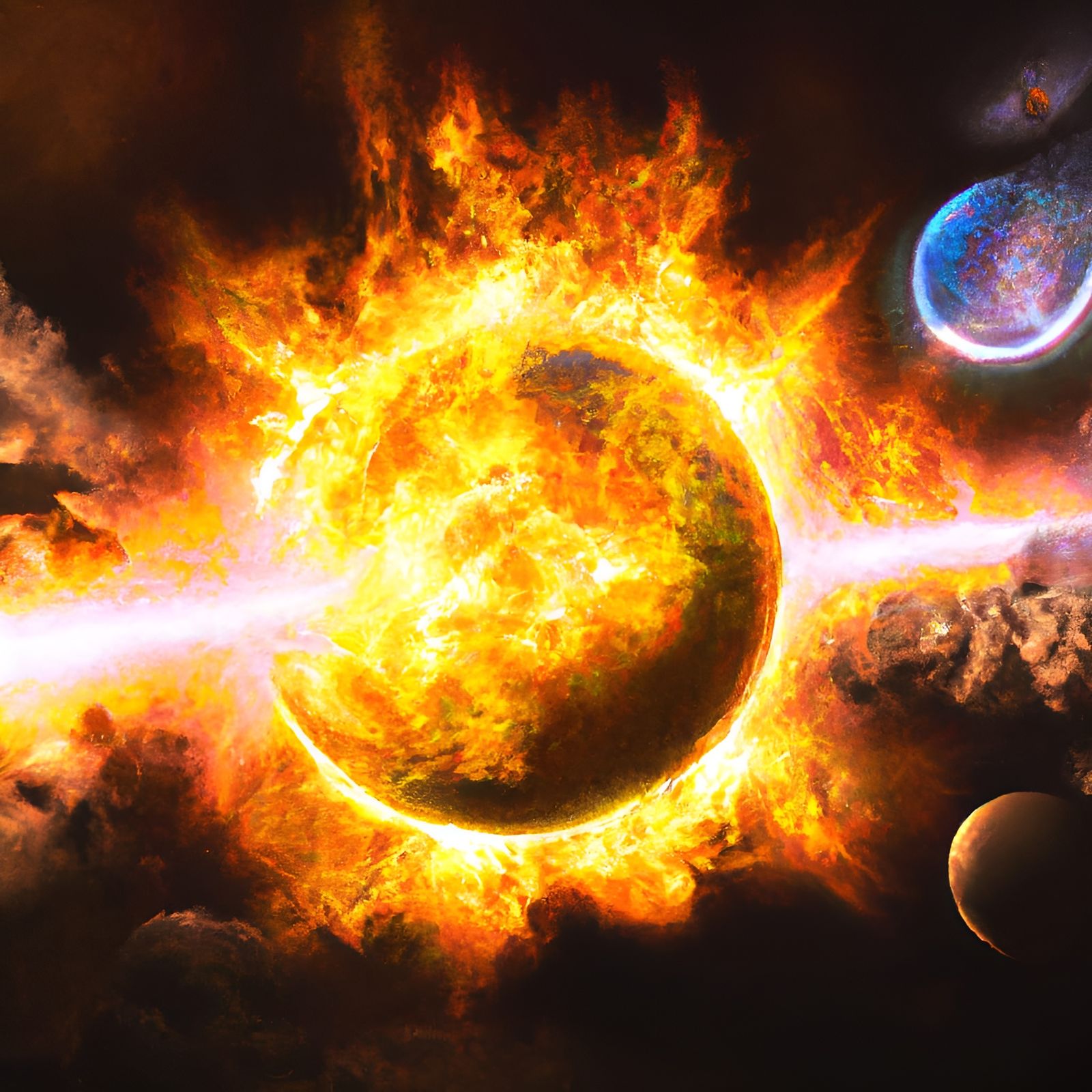 Exploding Planet in Space: Paul Lehr Style