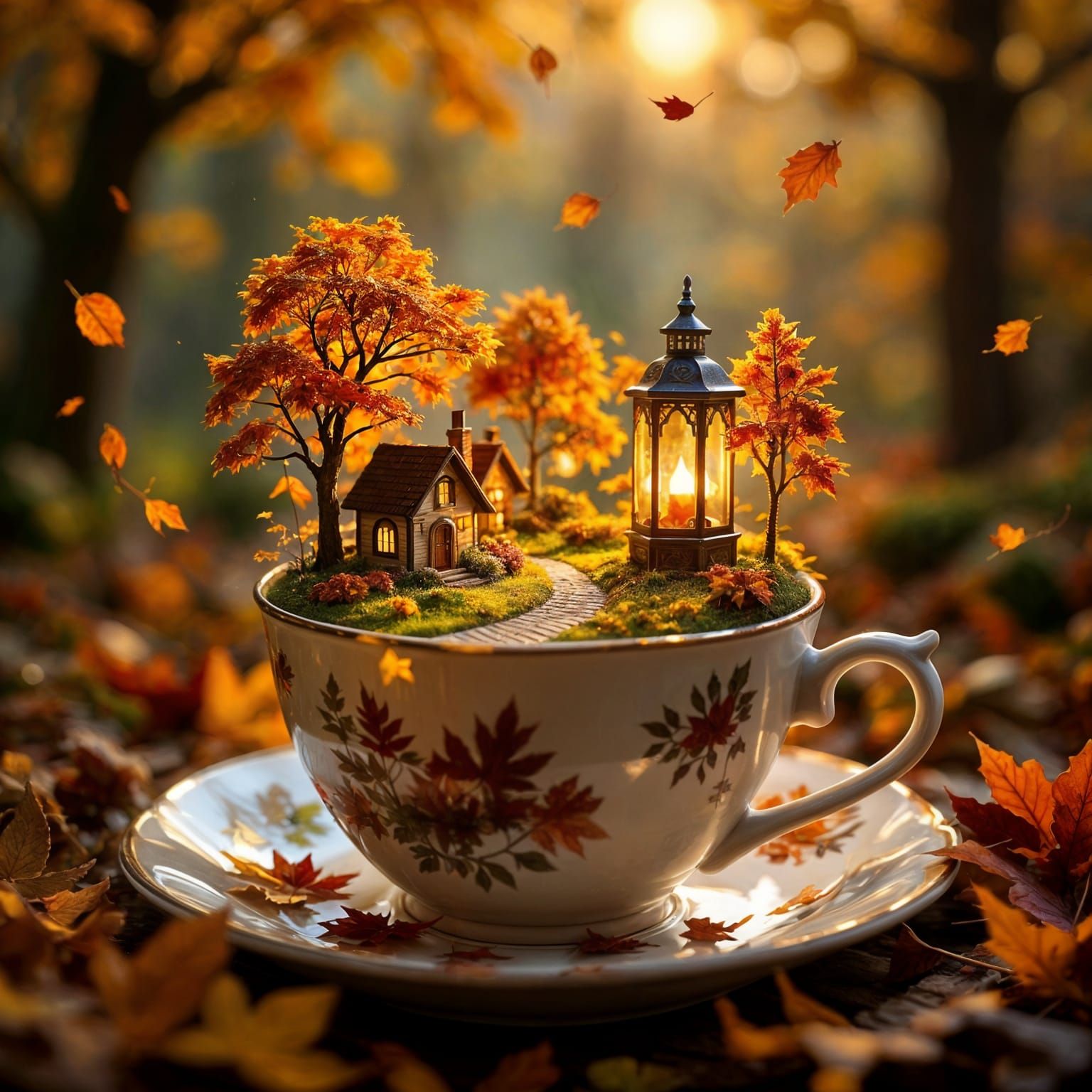 Miniature Autumn Worlds in Warm Golden Light