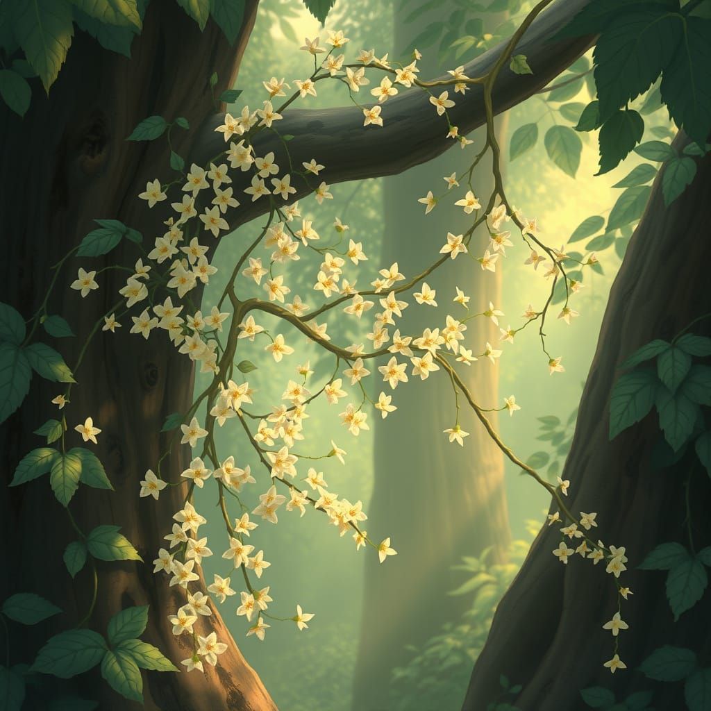 Enchanted Forest Vine Blooms in Pastel Hues