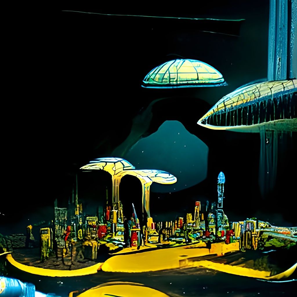 Alien City in Moebius Style