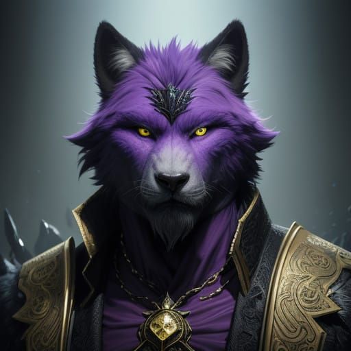 Ethereal Beelzebub Portrait in Deep Purple and Yellow