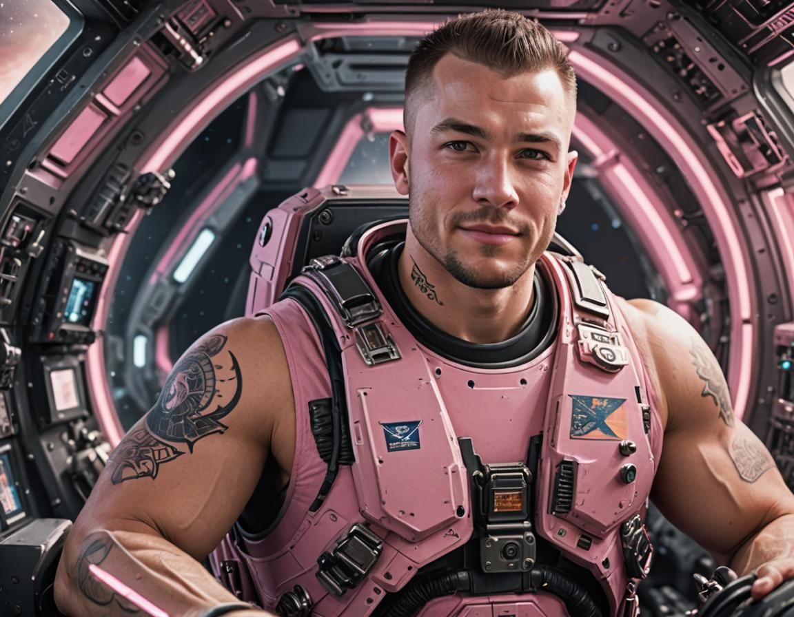 Handsome member of the pink space marine