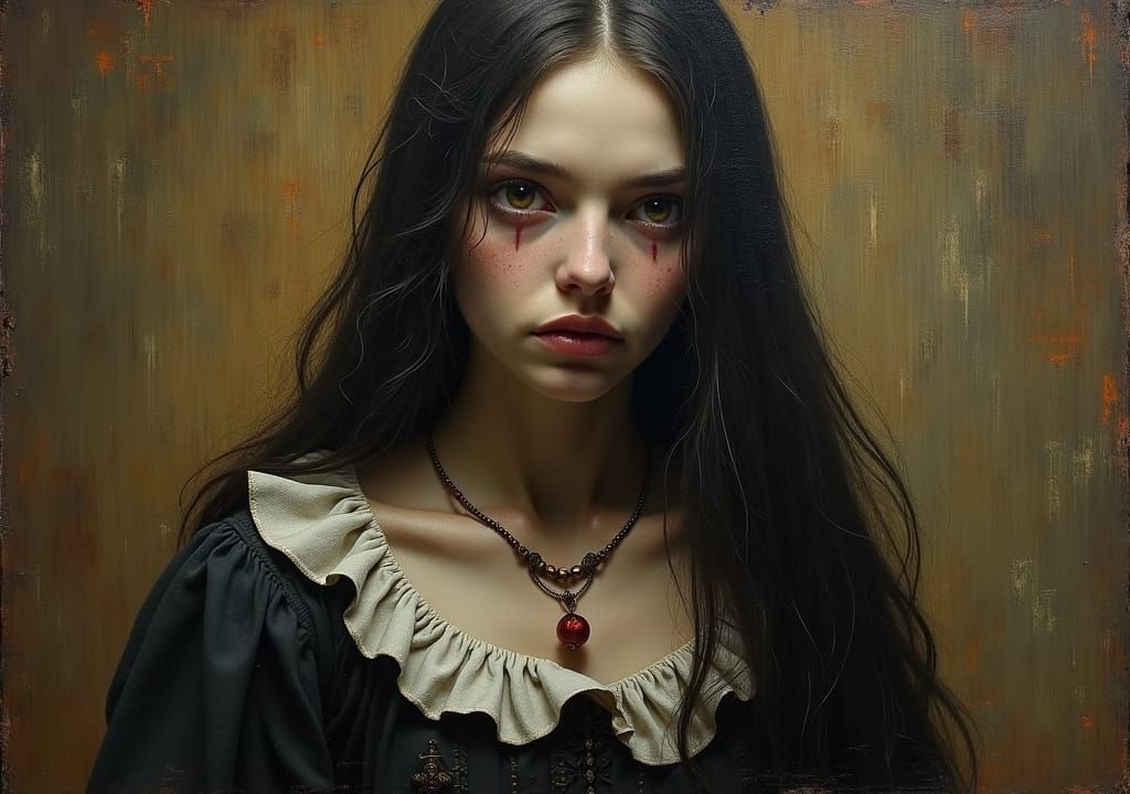 Death as a Beautiful Woman: Oil Painting