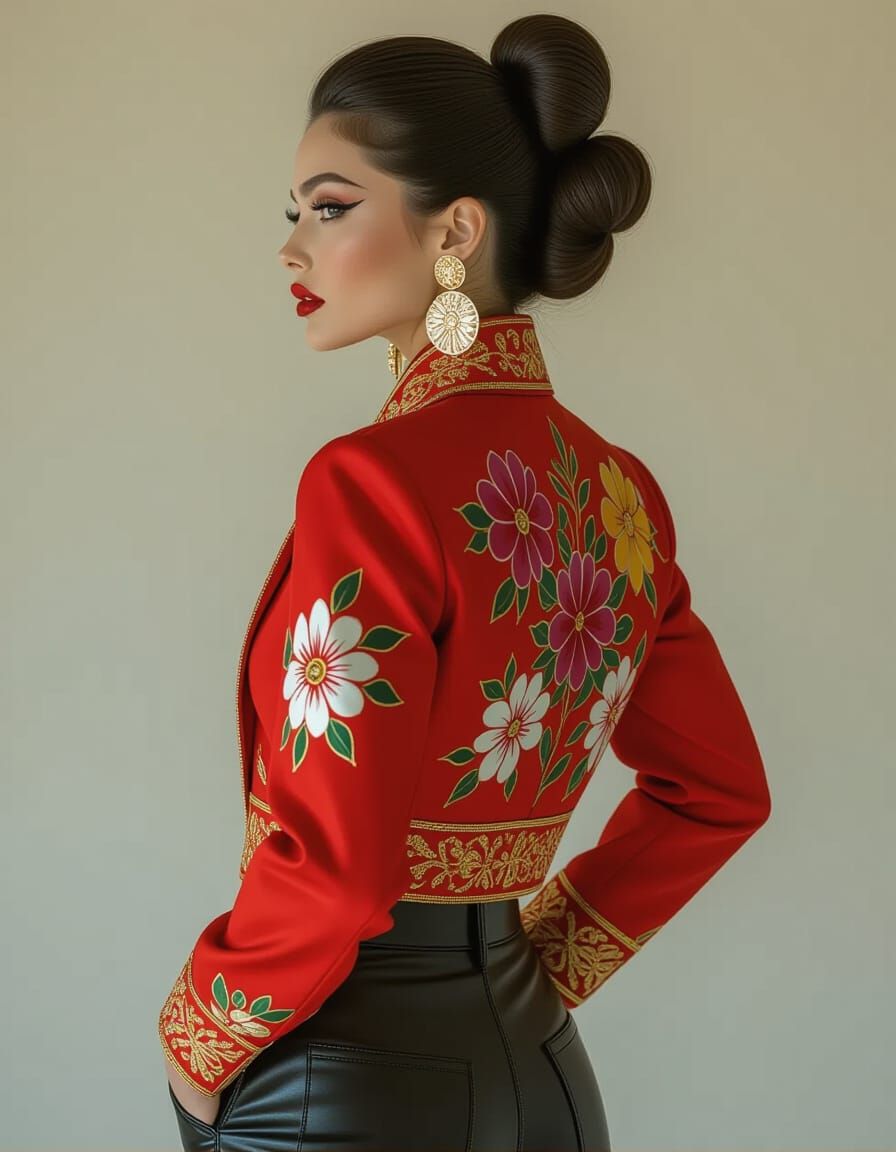 Crimson Fashion Editorial in Hyperrealistic 8K Style