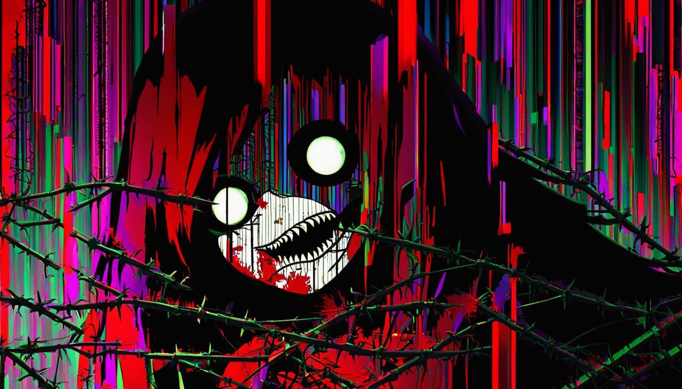 Laughing Demon in a Horror Manga Scene