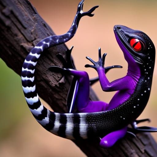 Colorful Gecko Climbing Tree in Graffiti Art Style