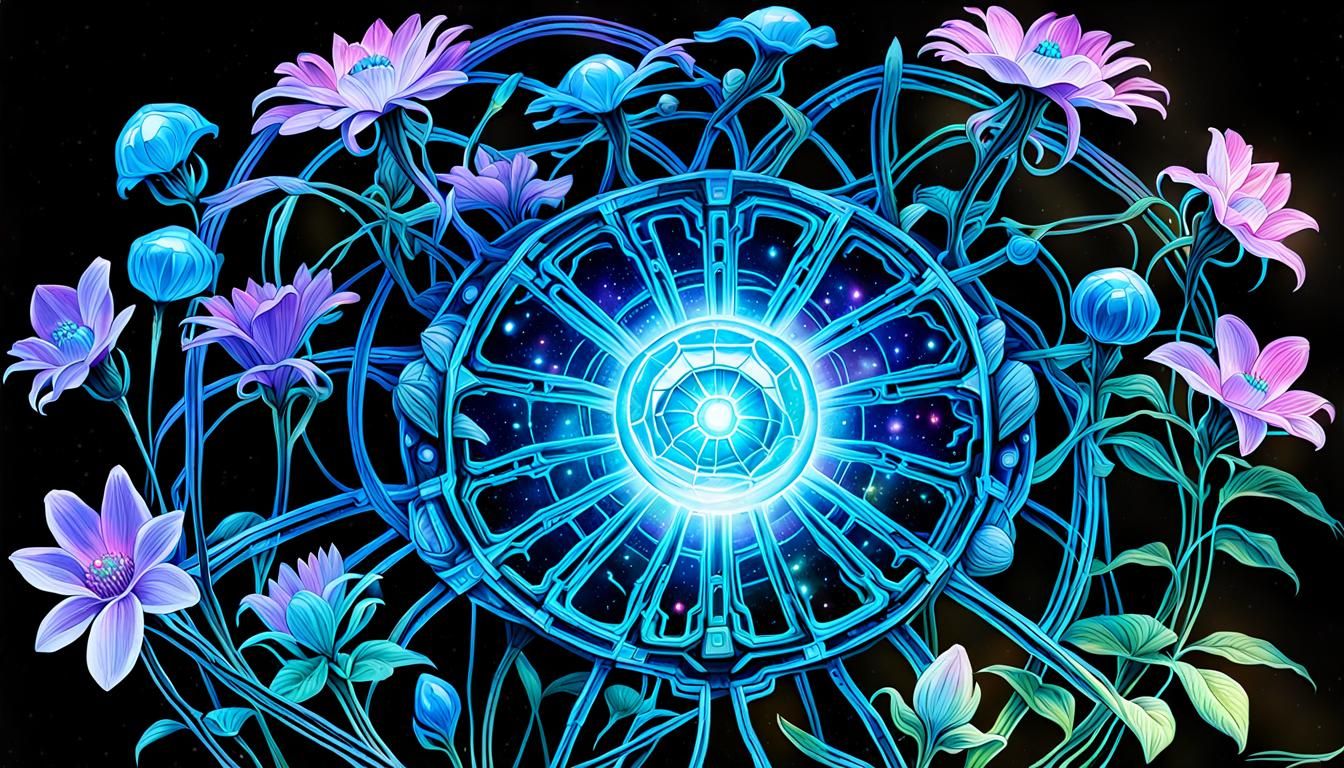 Bioluminescent Borg Alien Floral Tesseract