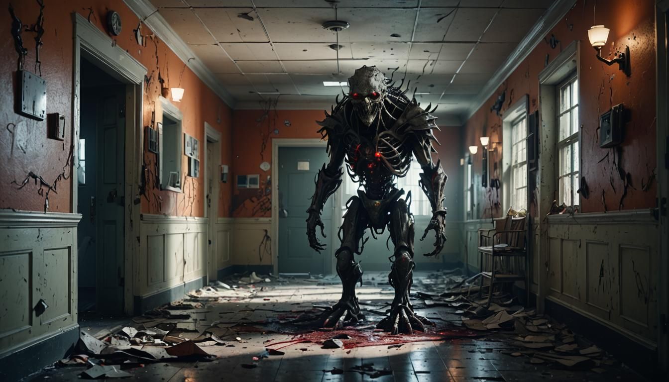 Mysterious Creature in Abandoned Hospital Hallway