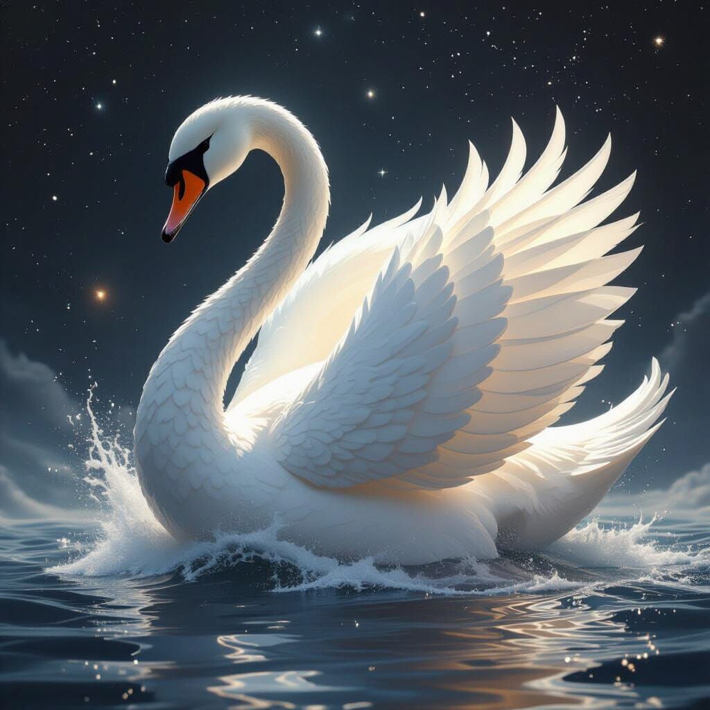 Celestial Swan Mid-Transformation: Space Opera Grandeur