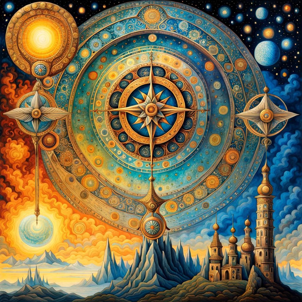 Mystical Eternity Symbols in Dreamy Surrealist Style