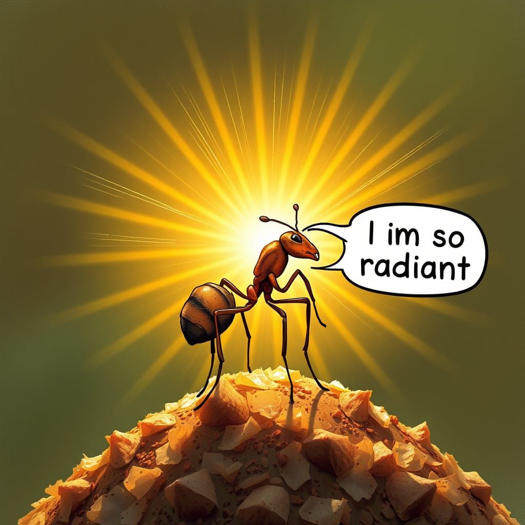 Ant Radiates Light from Its Body Like an Aura on Anthill