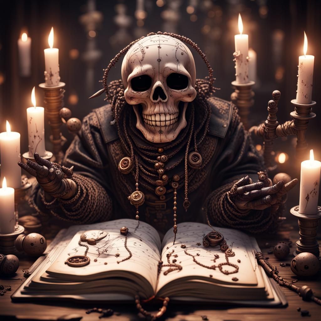 Open Voodoo Book with Dark Smoke in Manhwa