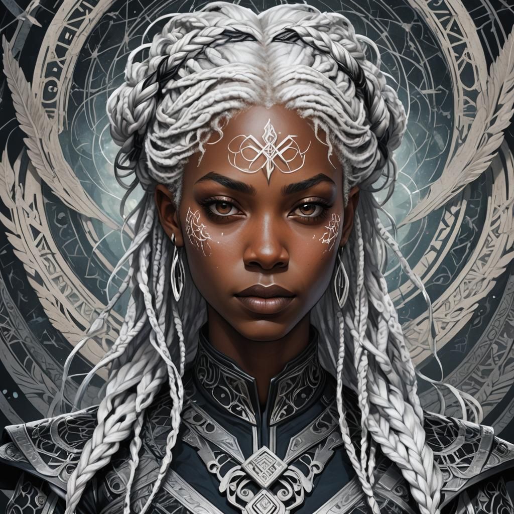 Ethereal Mutant Portrait in Folk Art Style